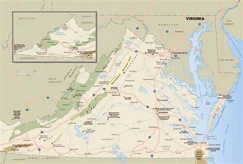 Large Detailed Map Of Virginia State With National Parks Highways And
