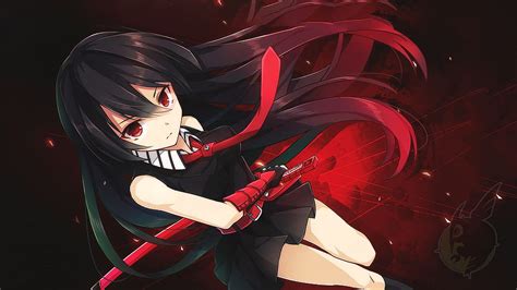 Black Hair Female Anime Character Akame Ga Kill Black Clothing