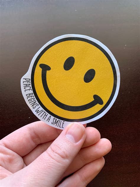 Peace Begins With A Smile Smiley Face Sticker Etsy