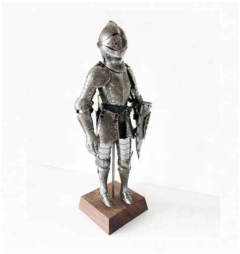 Vintage Miniature Knight Suit Of Armor On A Stand Rare French