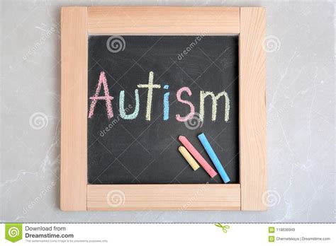 Chalkboard With Word Autism On Light Background Stock Image Image Of