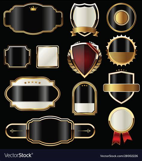 Gold And Black Labels Collection Royalty Free Vector Image