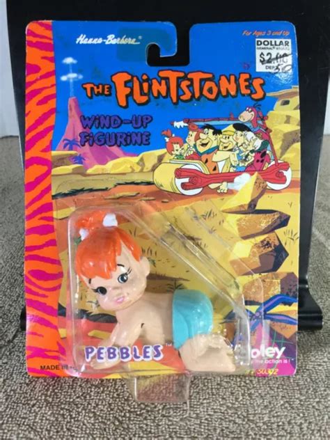 Vintage The Flintstones Pebbles Hanna Barbara Wind Up Figure Crawling