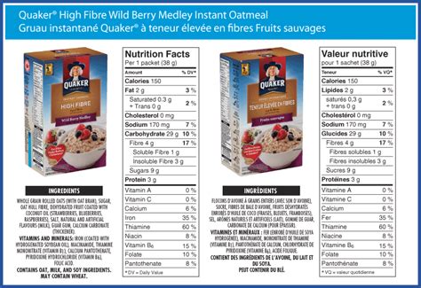 Your great tasting quaker porridge, now available in delicious high protein! Quaker Oatmeal High Fiber Nutrition Facts - NutritionWalls