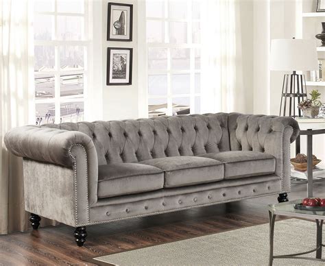 (305) ginger grey 79 sofa $495. Grand Chesterfield Sofa | Grey velvet sofa, Living room sofa, Furniture