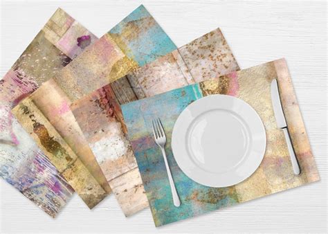 Set Of 4 Abstract Pastel Prints Placemats Artistic Table Etsy