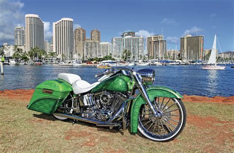 The stretched fenders, the whitewall tyres and the sumptuous paint job are all there and sit perfectly alongside the innovations and technology of today. 2013 Harley-Davidson Custom Softail Deluxe - Lei Low ...