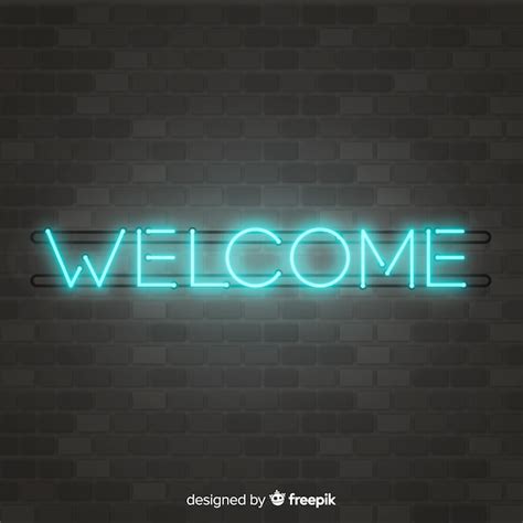 Free Vector Modern Welcome Sign Post With Neon Light Style