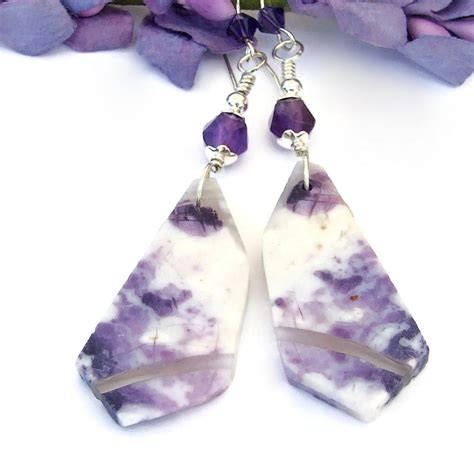 Purple Morado Opal Earrings Amethyst Gemstone Handmade Jewelry T