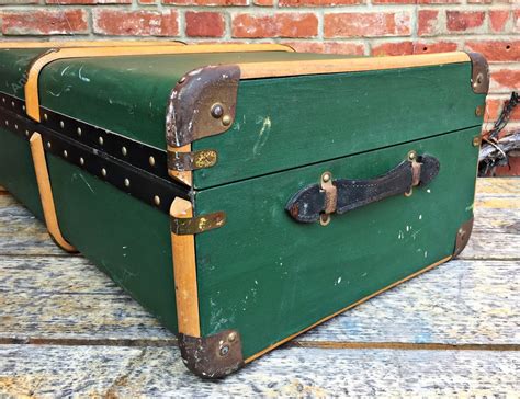 Antiques Atlas Vibrant Green Leather Steamer Trunk