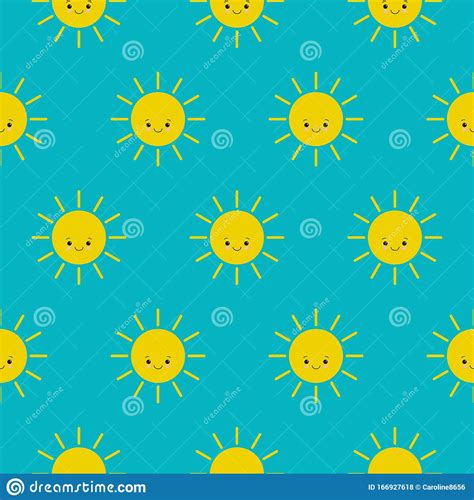 Cartoon Sun Pattern With Cute Sun Cute Vector Colorful Sun Pattern