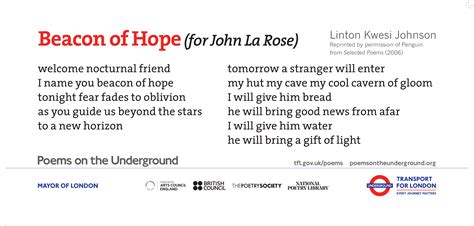 Beacon of Hope (for John La Rose) - Poems on the Underground