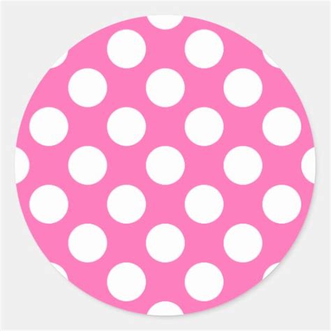 Hot Pink Polka Dots Classic Round Sticker Zazzle