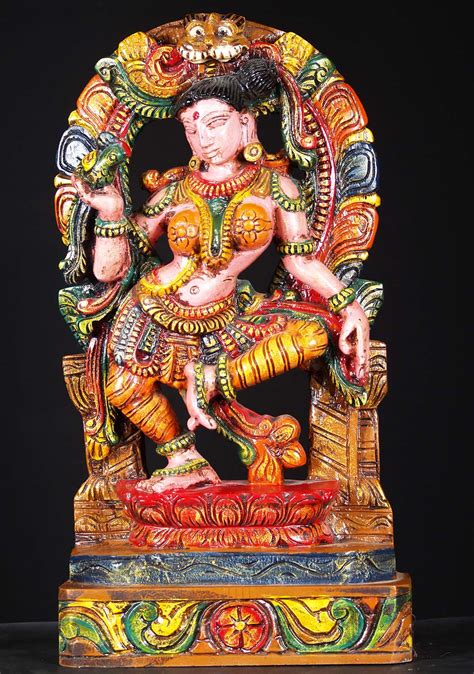Wooden Dancing Devi Holding Parrot 24 76w1fp Hindu Gods And Buddha