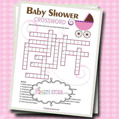 Baby Shower Games Crossword Puzzle Game Printable Stroller