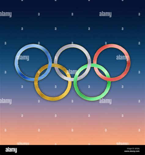 Olympic Rings Against Dusk Like Background Stock Photo Alamy