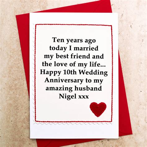 See more ideas about 10th wedding anniversary gift, wedding anniversary gifts, 10th wedding anniversary. Personalised 10th Wedding Anniversary Card By Jenny Arnott ...