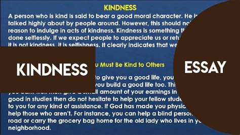 💄 Kindness Essay Essay On Kindness In English For Classes 1 2 And 3