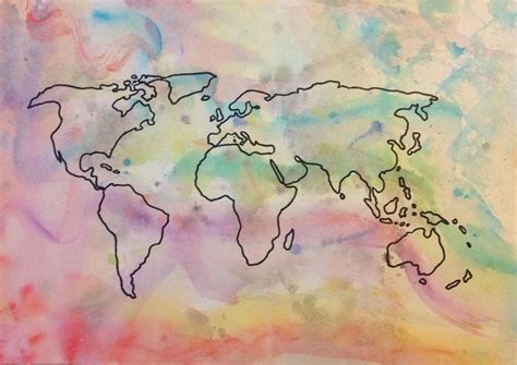 Deaf Monkey Art Watercolor Art World Map Outline Art Colorful Art