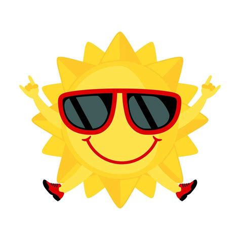 Funny Sun With Sunglasses Icon In Flat Style Isolated On White