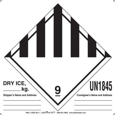 Hazardous materials markings, hazardous materials warning labels, hazardous materials warning details: Dry Ice Label, Paper, Roll of 500 | Labelmaster