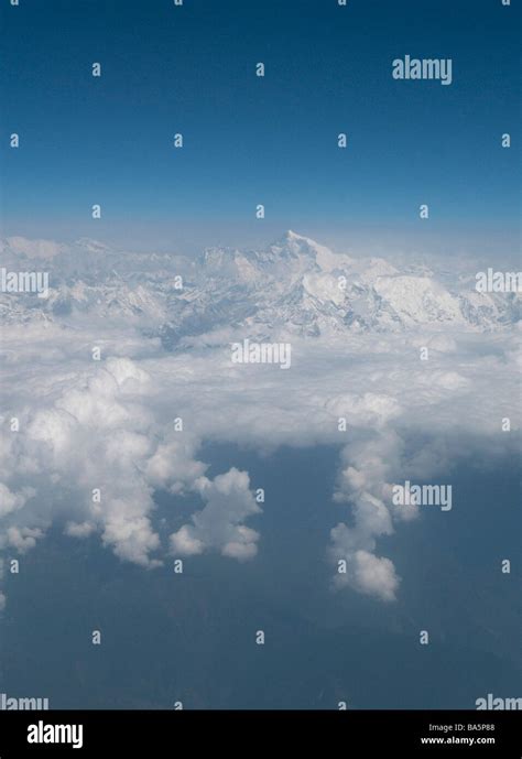 Mount Everest Summit Aerial View Taken From Aircraft Nepalese Himalayas