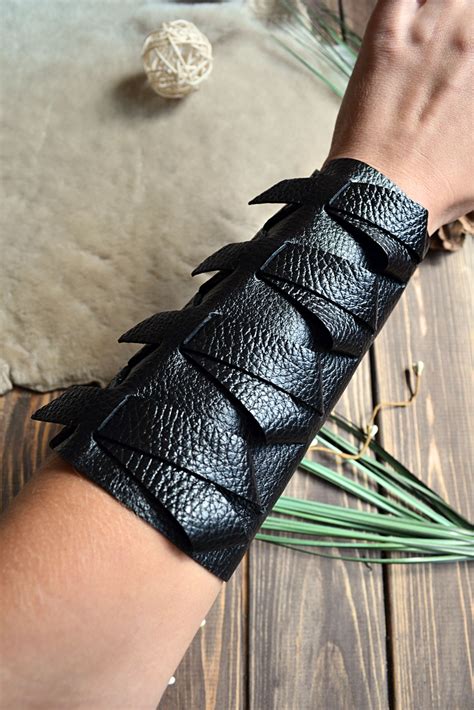 Black Leather Wrist Sleeve Extra Wide Arm Guard Black Wrist Etsy