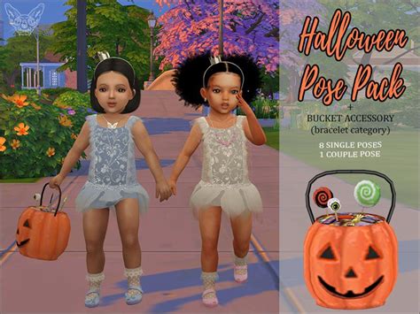 Halloween Pose Pack And Pumpkin Bucket For Toddlers Sims 4 Toddler