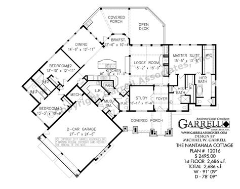 Features of a cottage floor plan. Nantahala Cottage 12016 (2686) - Garrell Associates, Inc ...