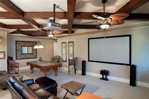Stylish Man Cave With Projector Screen Best Home Theater Home Theater