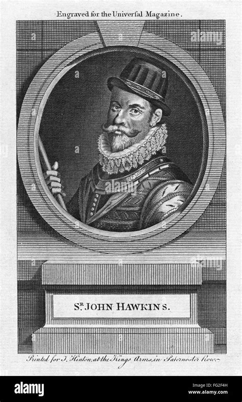 Sir John Hawkins 1532 1595 Nenglish Naval Commander Line Engraving