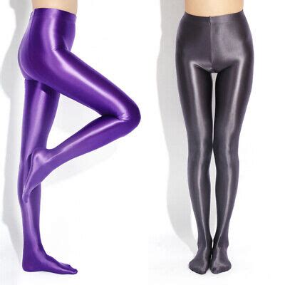 Women Shiny Liquid Wet Look Footed Tights Satin Glossy Opaque Silky Pantyhose Ebay