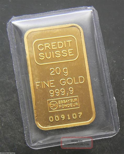 20 Gram Credit Suisse Liberty 24k Gold Bar 9999 009107