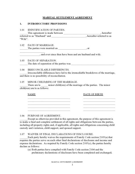 49 Editable Marital Settlement Agreements Wordpdf Templatelab