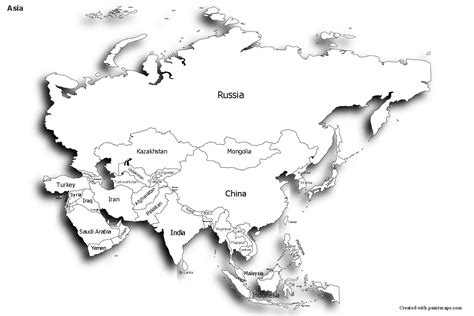 Asia Map Map Maker Sample Black And White Pins Quick Maps Cities