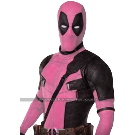 Deadpool 2 Ryan Reynolds Wade Wilson Leather Costume Red Pink Color