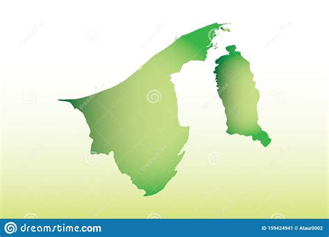 Brunei Map Using Green Color With Dark And Light Effect Vector On Light