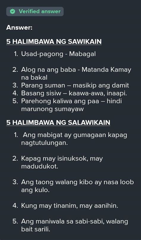 Mag Bigay Ng 5 Salawikain Na May Salitang Pahambing Brainlyph