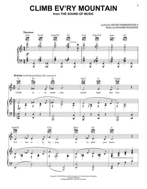 Love is a particularly important word here. Climb Ev'ry Mountain | Sheet Music Direct