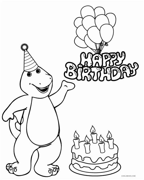 The happy birthday coloring page. Free Printable Barney Coloring Pages For Kids
