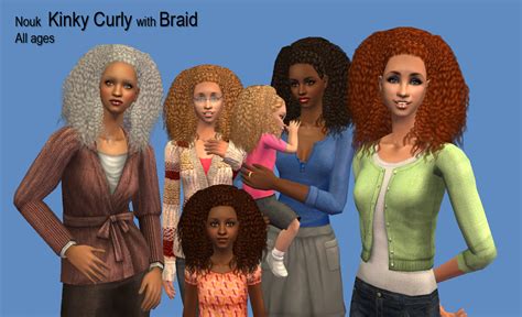 Mod The Sims Nouk Kinky Curly With Braid Female Hair For All Ages