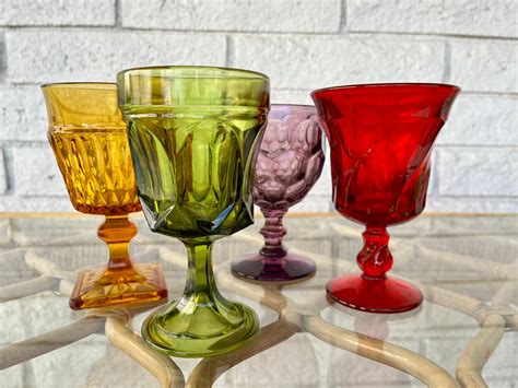 Kitchen And Dining Home And Living Drink And Barware Set Of 4 Mismatched Goblets Vintage Set Of
