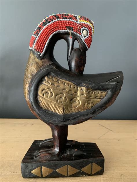 Vintage Novica Ashanti Sankofa Wooden Bird Sculpture Hand Etsy Canada Bird Sculpture Wooden