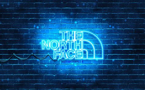 Download Wallpapers The North Face Blue Logo 4k Blue Brickwall The