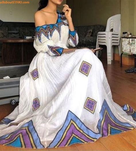Habeshan Menen Ethiopian Traditional Dresseritrean Dresshabesha Kemiszuriahabesha Chiffon