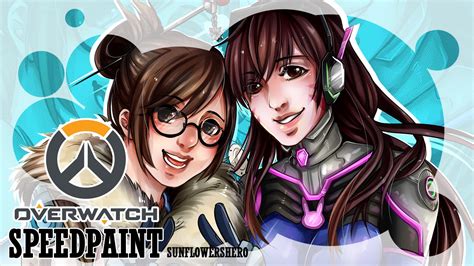 Speedpaint From My Streaming Overwatch Mei And D Va Youtube