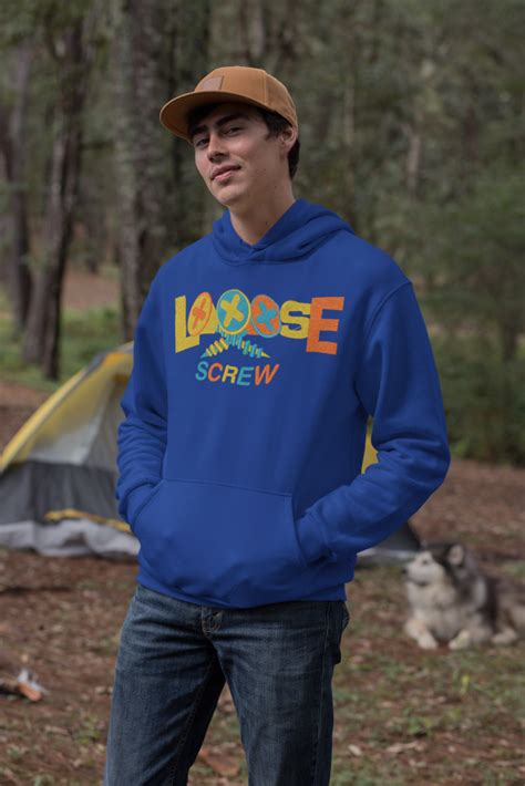 Blue Hoodie With Yellow And Orange Looose Screw Hoodies To Match