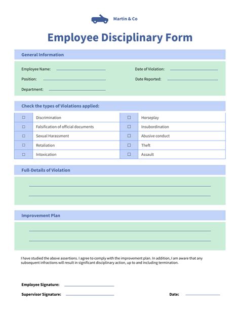 Employee Disciplinary Action Form Venngage