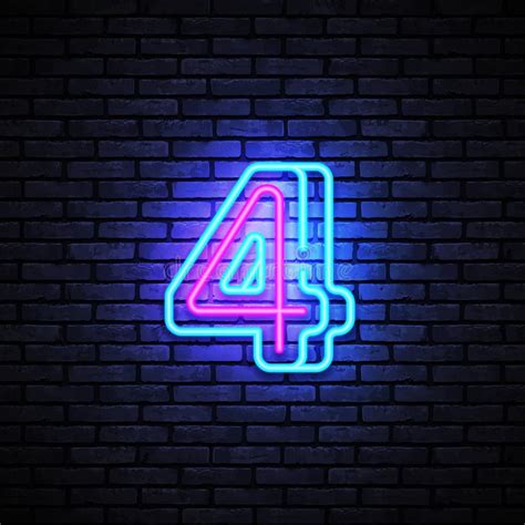 Number Four Symbol Neon Sign Vector Number Four Template Neon Icon