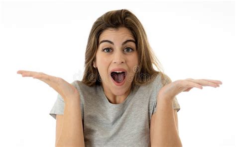 Happy Young Attractive Woman Shocked With A Surprised Funny Face Human